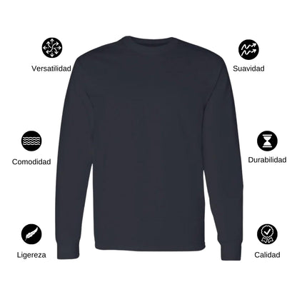 Playera Manga Larga Algodón Negro Logo