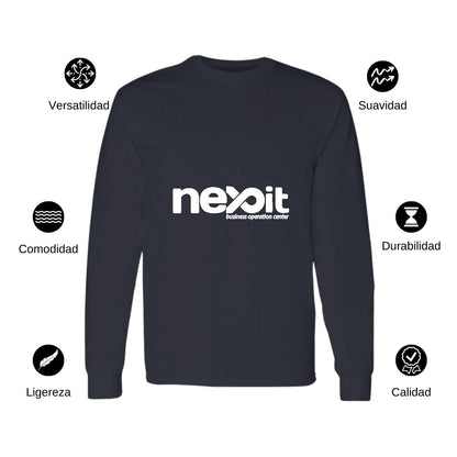 Playera Manga Larga Algodón Negro Logo