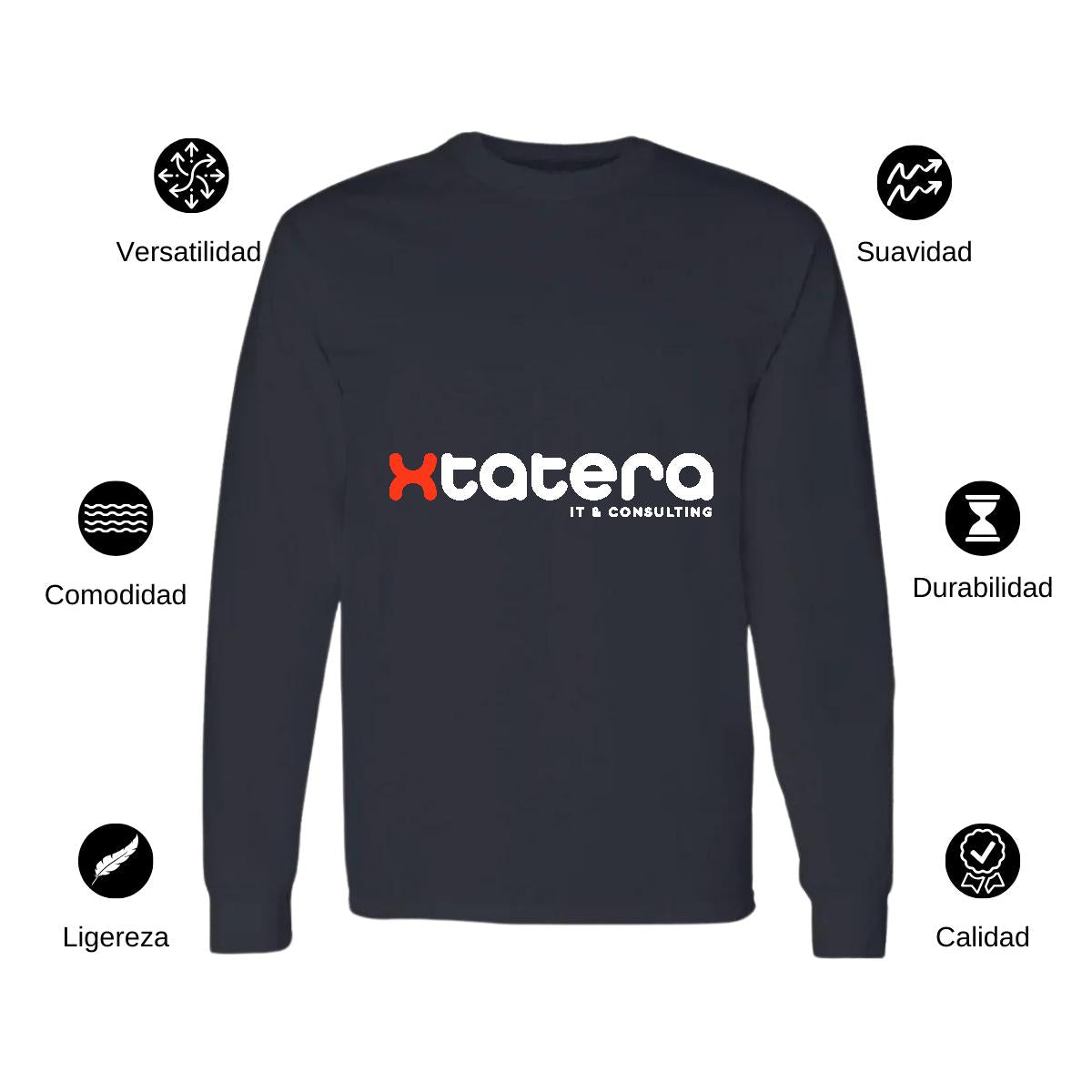 Playera Manga Larga Algodón Negro Logo