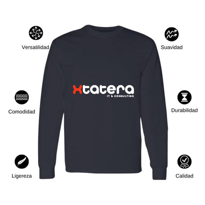 Playera Manga Larga Algodón Negro Logo