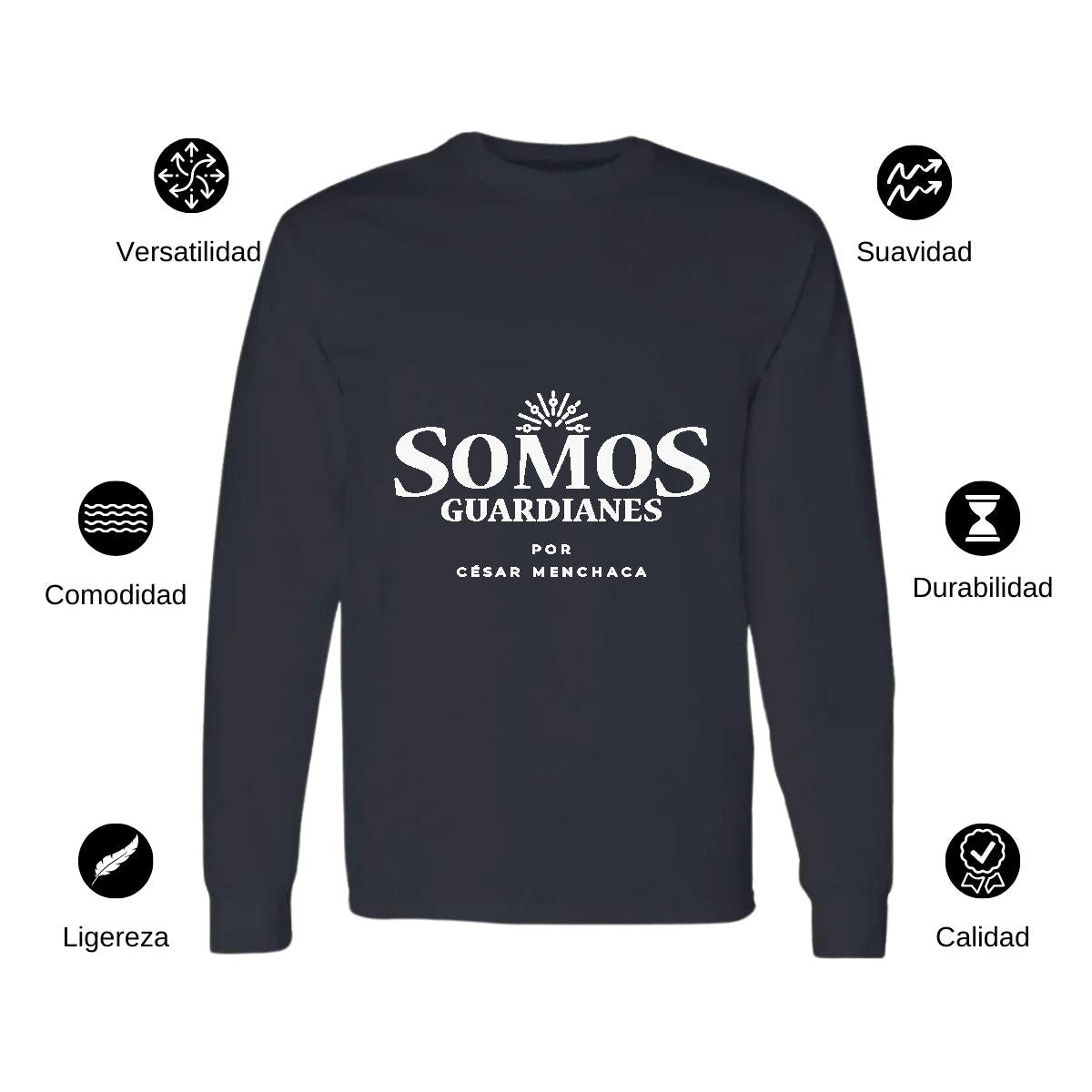 Playera Manga Larga Algodón Negro Logo