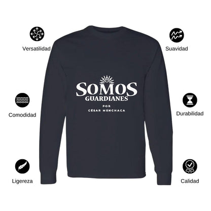 Playera Manga Larga Algodón Negro Logo