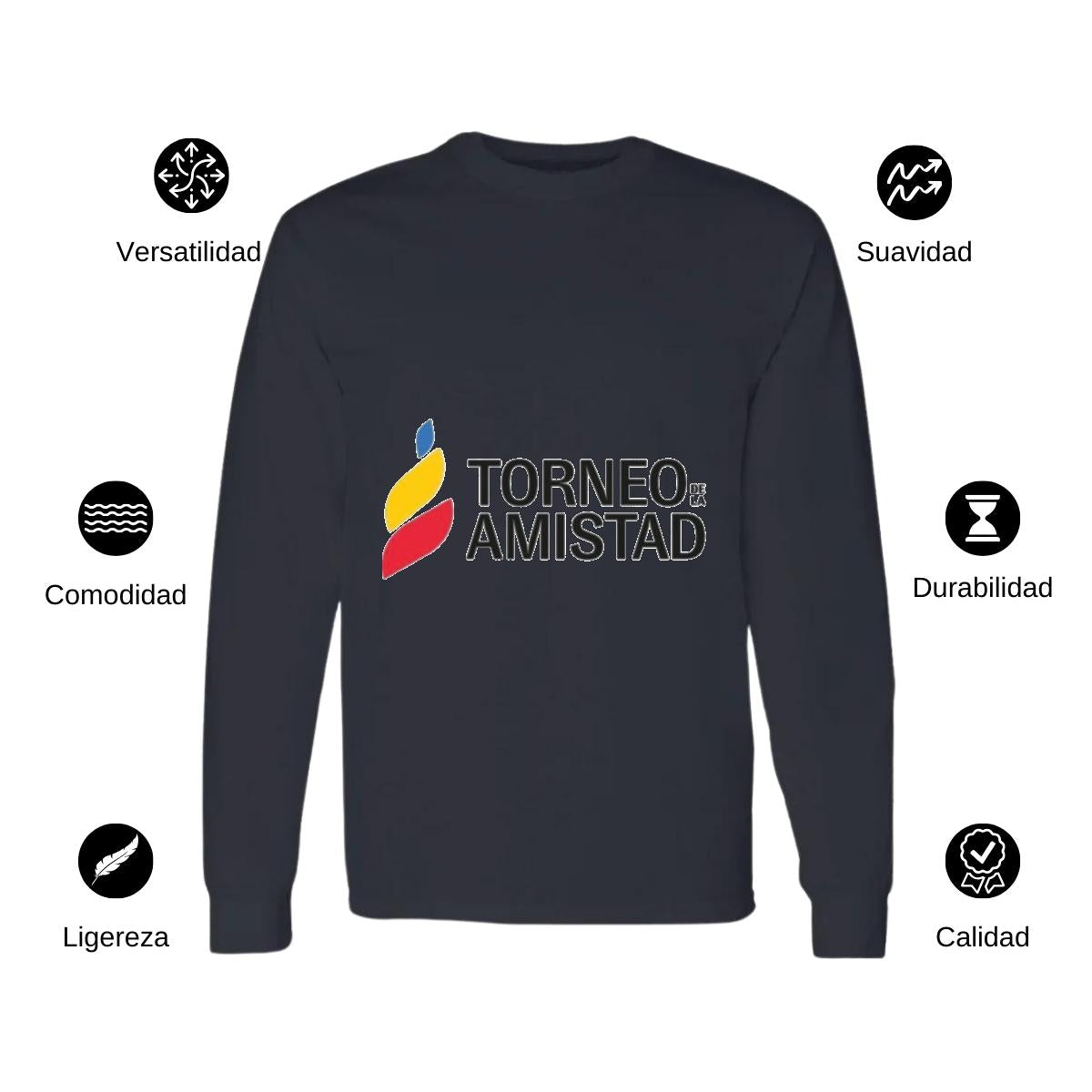 Playera Manga Larga Algodón Negro Logo