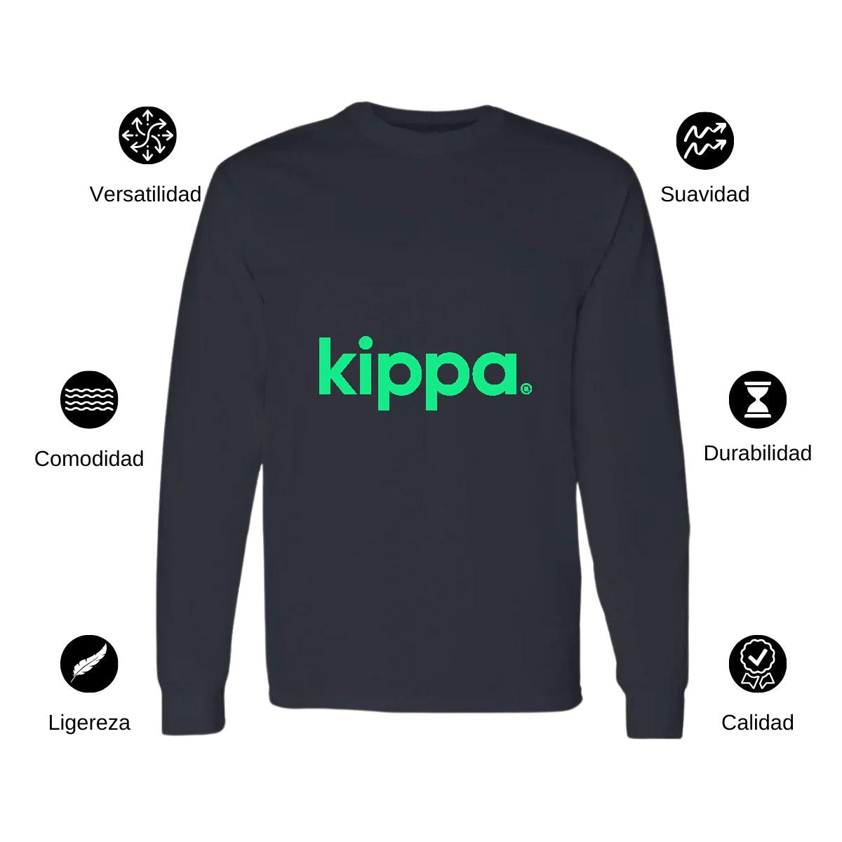 Playera Manga Larga Algodón Negro Logo