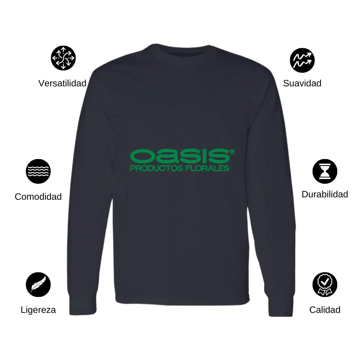 Playera Manga Larga Algodón Negro Logo