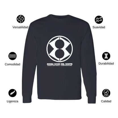 Playera Manga Larga Algodón Negro Logo