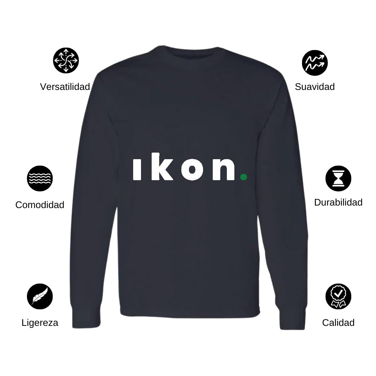 Playera Manga Larga Algodón Negro Logo