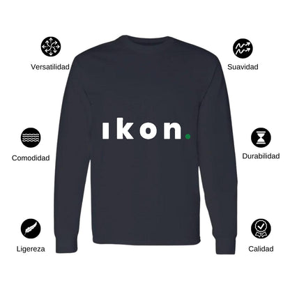 Playera Manga Larga Algodón Negro Logo
