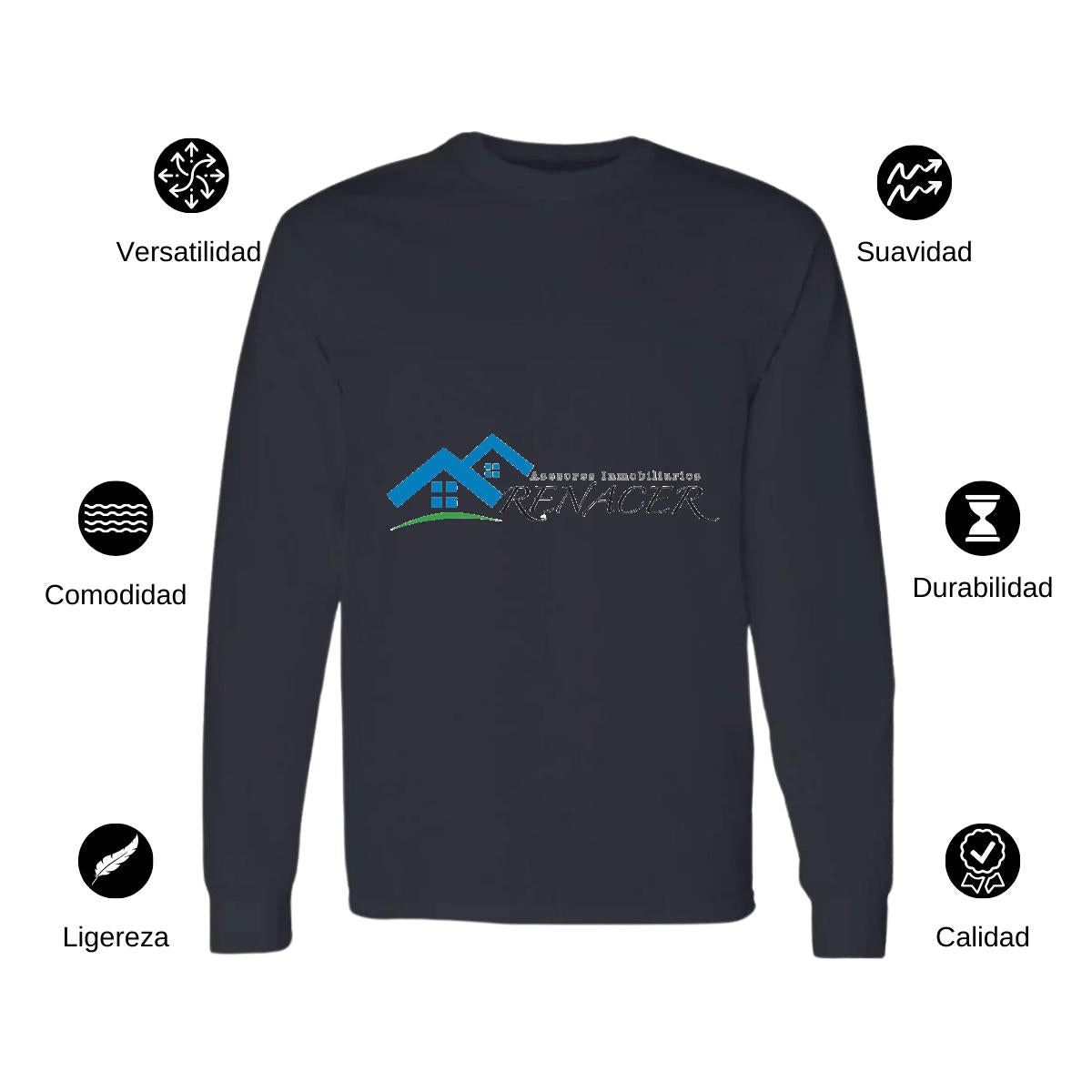 Playera Manga Larga Algodón Negro Logo