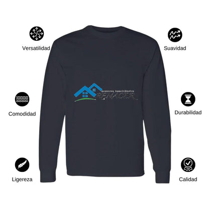 Playera Manga Larga Algodón Negro Logo