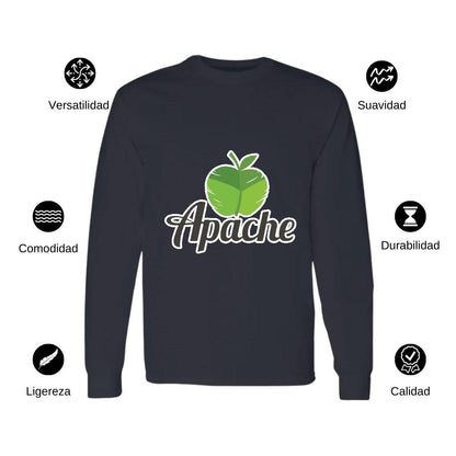 Playera Manga Larga Algodón Negro Logo
