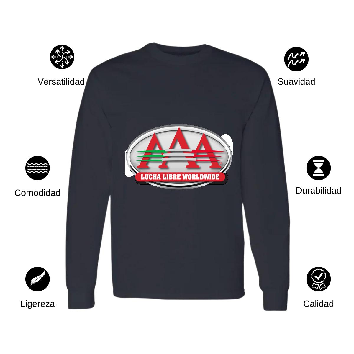 Playera Manga Larga Algodón Negro Logo