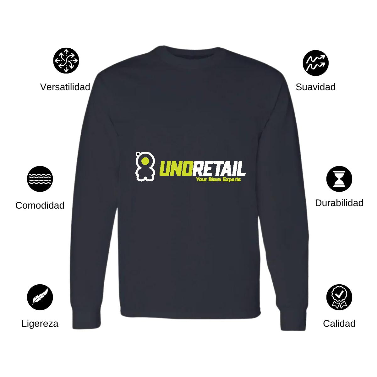 Playera Manga Larga Algodón Negro Logo