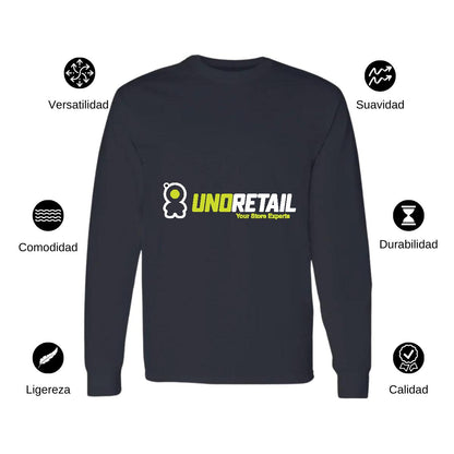 Playera Manga Larga Algodón Negro Logo