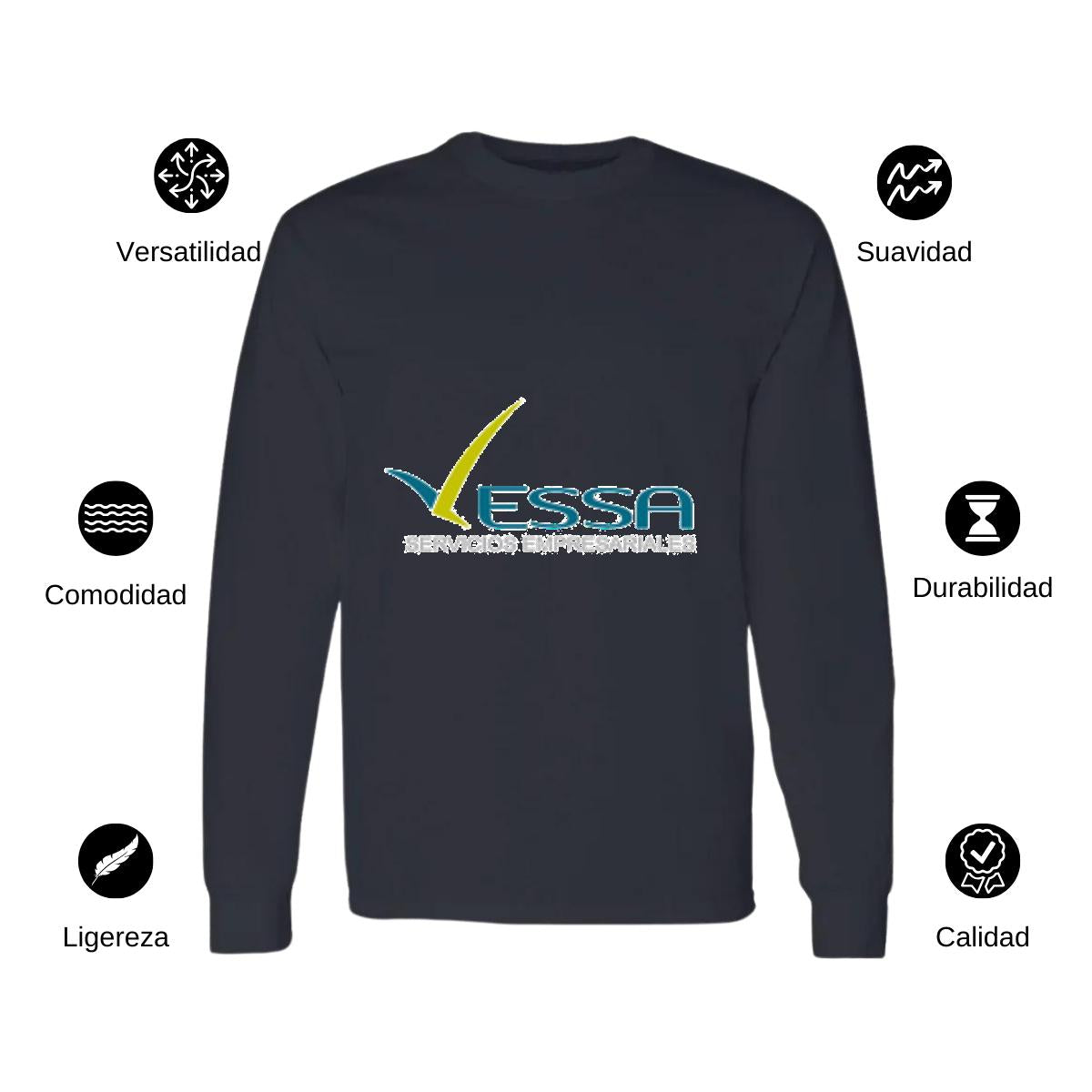 Playera Manga Larga Algodón Negro Logo