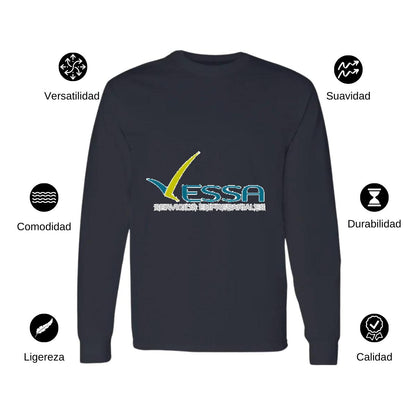 Playera Manga Larga Algodón Negro Logo