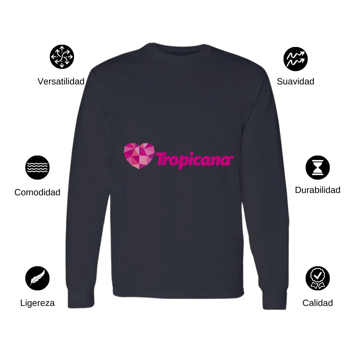 Playera Manga Larga Algodón Negro Logo