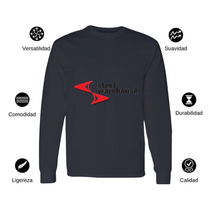 Playera Manga Larga Algodón Negro Logo