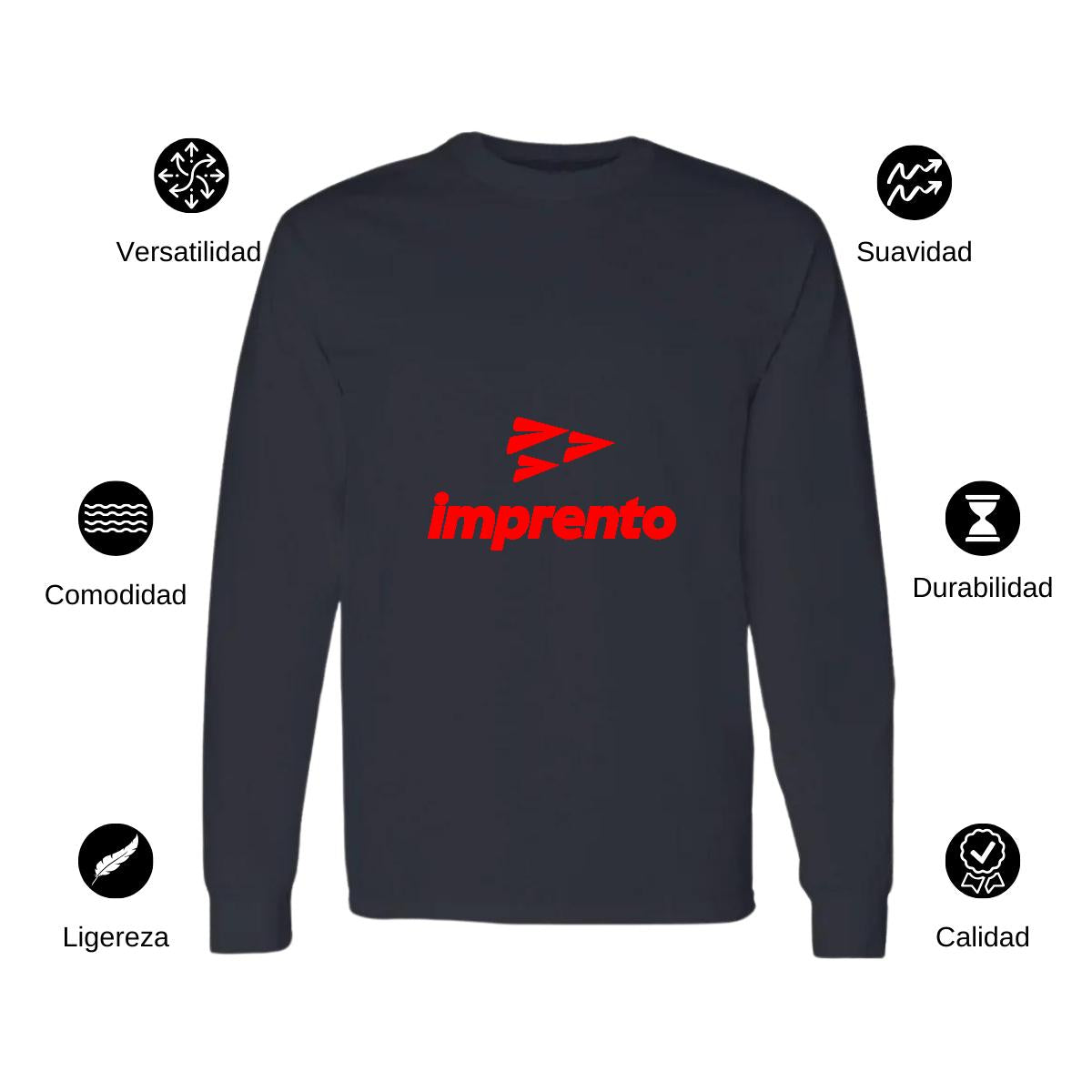 Playera Manga Larga Algodón Negro Logo