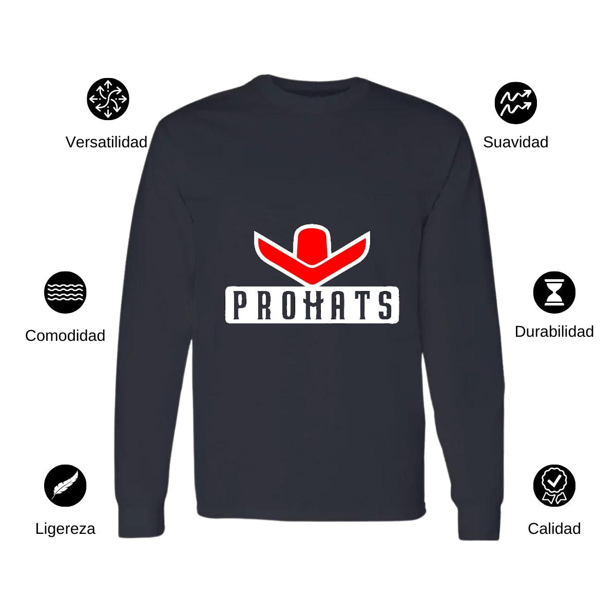 Playera Manga Larga Algodón Negro Logo