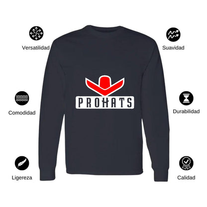 Playera Manga Larga Algodón Negro Logo