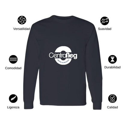 Playera Manga Larga Algodón Negro Logo
