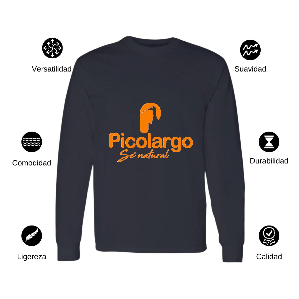 Playera Manga Larga Algodón Negro Logo