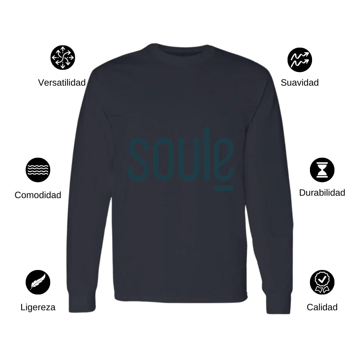 Playera Manga Larga Algodón Negro Logo