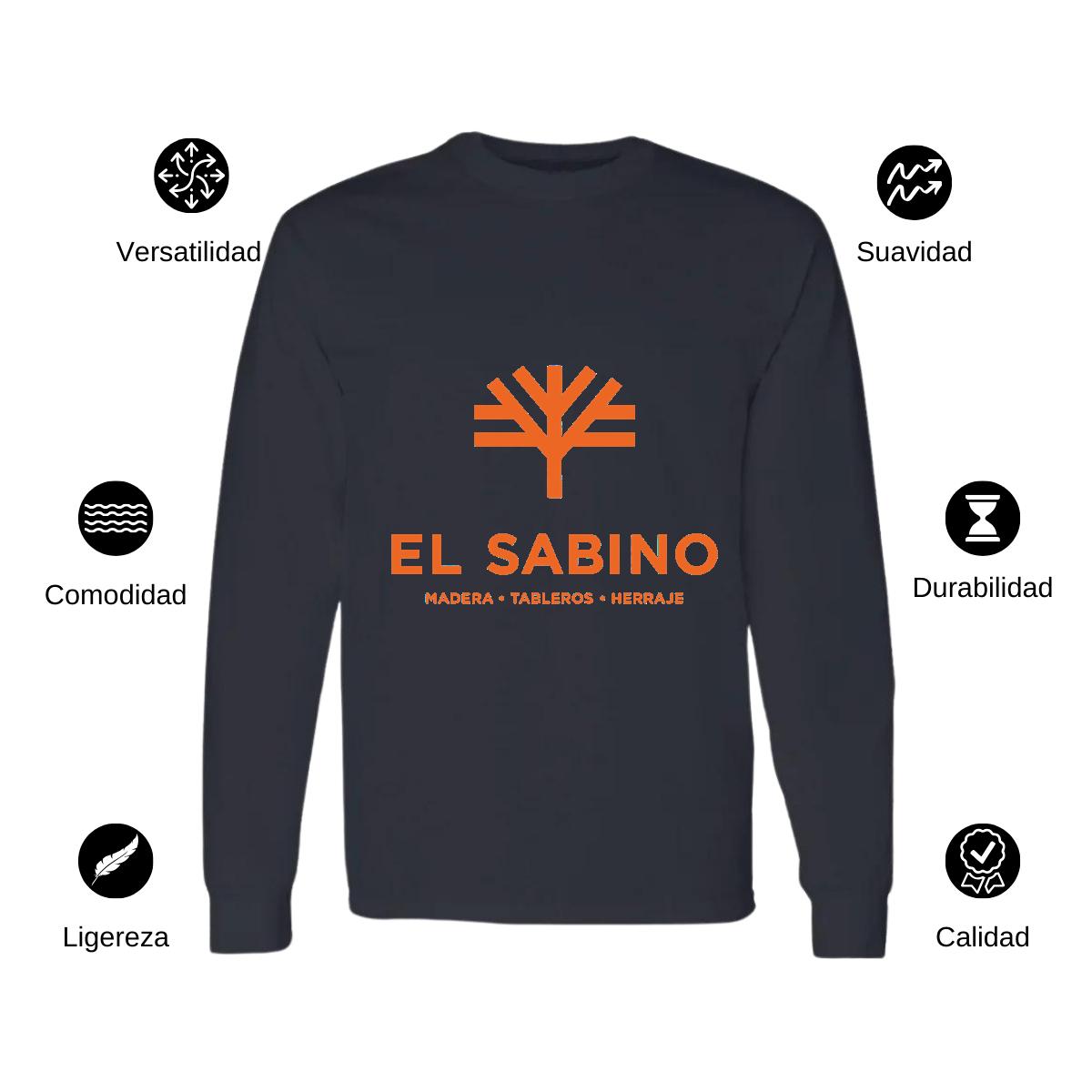 Playera Manga Larga Algodón Negro Logo