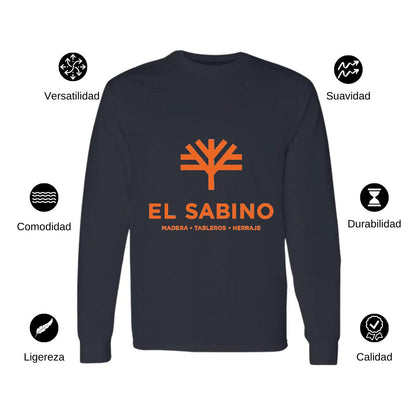 Playera Manga Larga Algodón Negro Logo