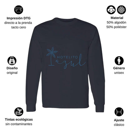 Playera Manga Larga Algodón Negro Logo