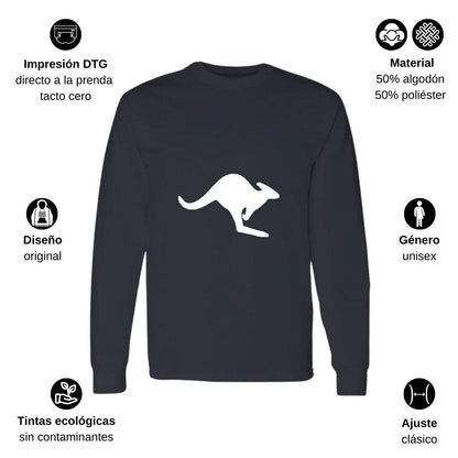 Playera Manga Larga Algodón Negro Logo