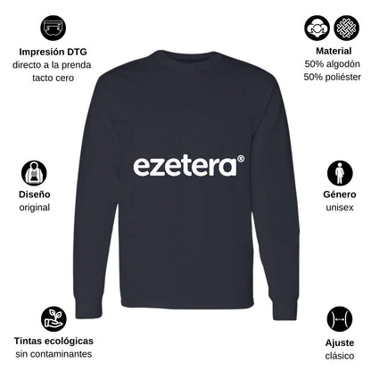 Playera Manga Larga Algodón Negro Logo