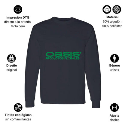 Playera Manga Larga Algodón Negro Logo