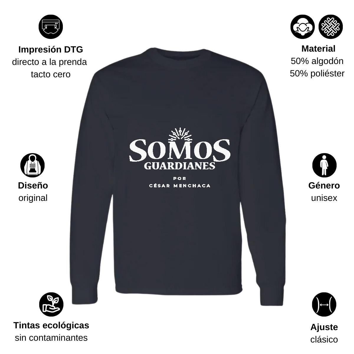 Playera Manga Larga Algodón Negro Logo
