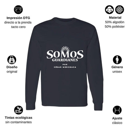 Playera Manga Larga Algodón Negro Logo