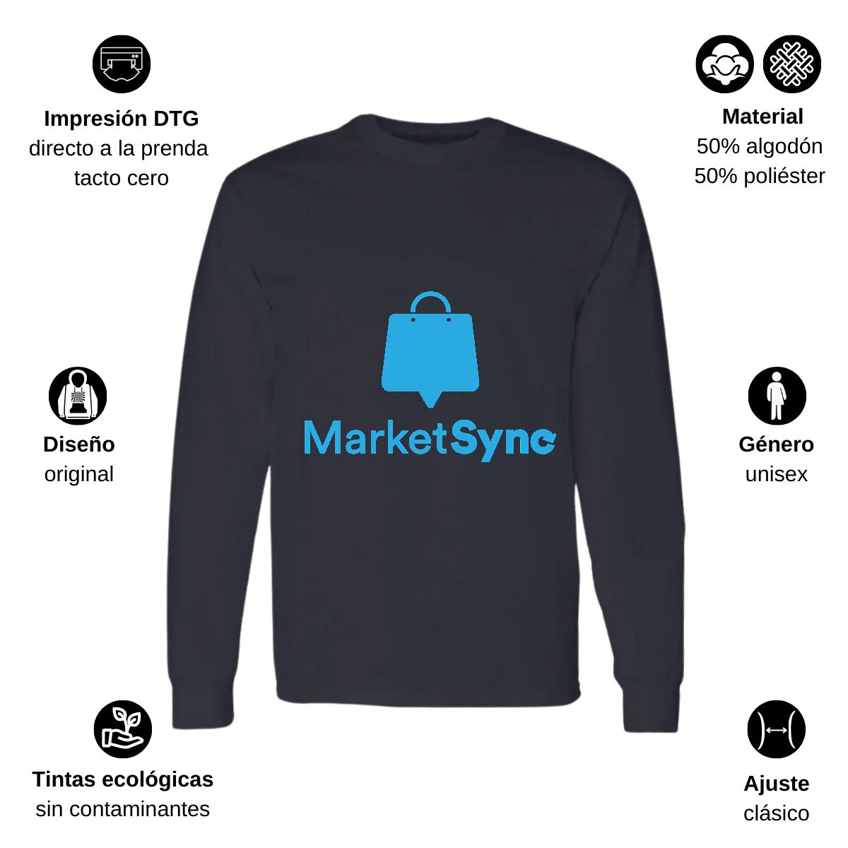 Playera Manga Larga Algodón Negro Logo