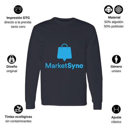 Playera Manga Larga Algodón Negro Logo