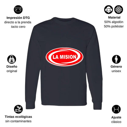 Playera Manga Larga Algodón Negro Logo