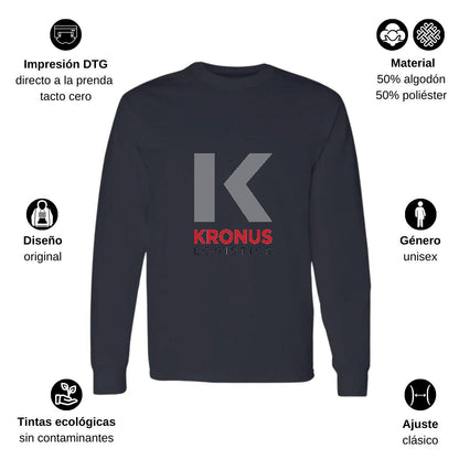 Playera Manga Larga Algodón Negro Logo