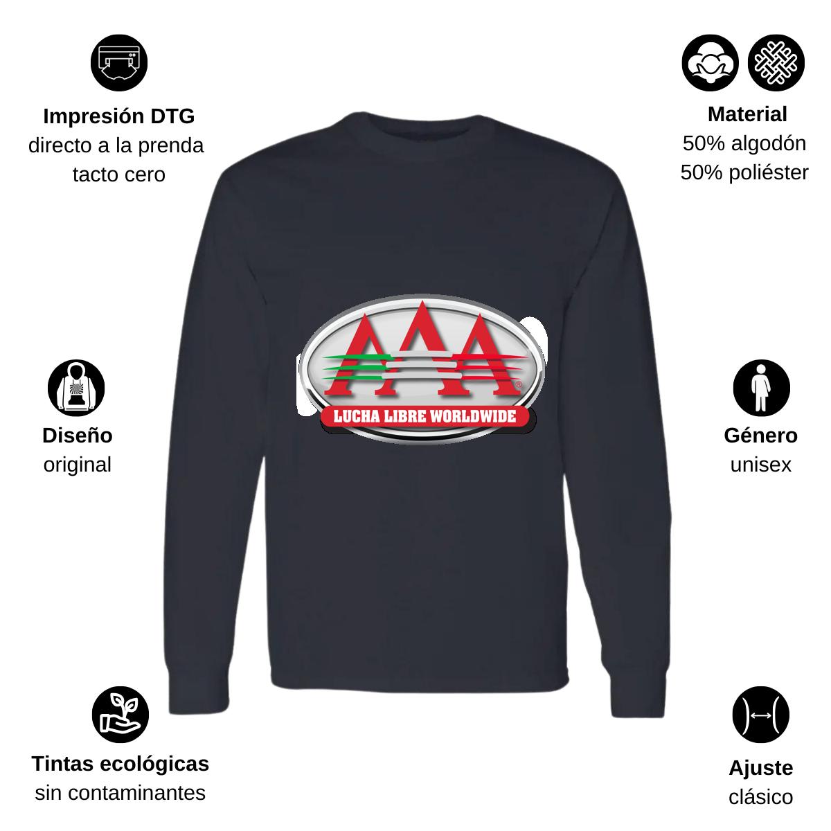 Playera Manga Larga Algodón Negro Logo