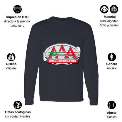 Playera Manga Larga Algodón Negro Logo