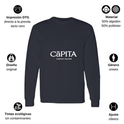 Playera Manga Larga Algodón Negro Logo