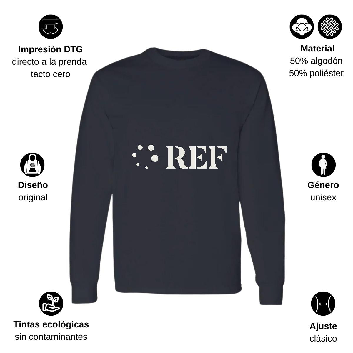 Playera Manga Larga Algodón Negro Logo