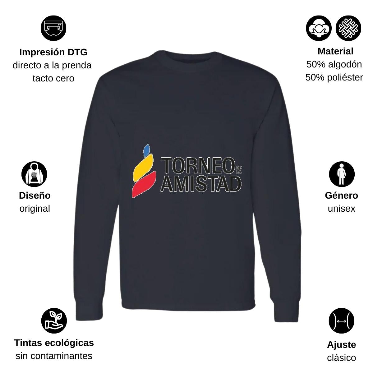 Playera Manga Larga Algodón Negro Logo