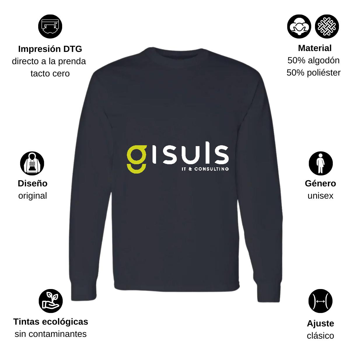 Playera Manga Larga Algodón Negro Logo