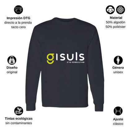 Playera Manga Larga Algodón Negro Logo