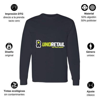 Playera Manga Larga Algodón Negro Logo