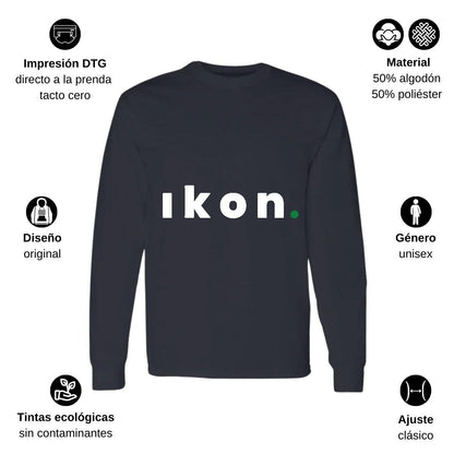 Playera Manga Larga Algodón Negro Logo