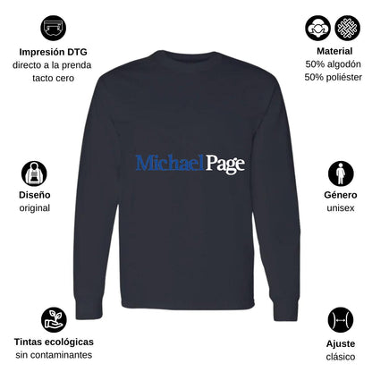 Playera Manga Larga Algodón Negro Logo